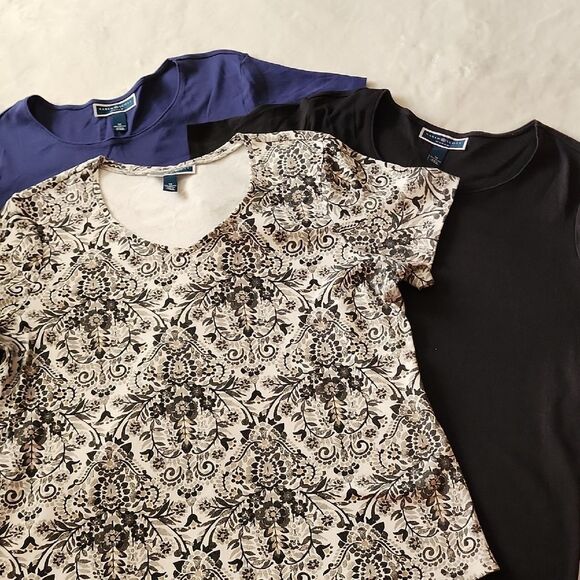 Karen Scott Woman Lot Of 3 Short Sleeve Scoop Neck Knit Tops Size 1X - Picture 1 of 15